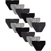 U.S. Polo Assn. Mens Bikini Underwear - 12 Pack Cotton Blend String Classic Stretch Mens Brief with Contour Pouch