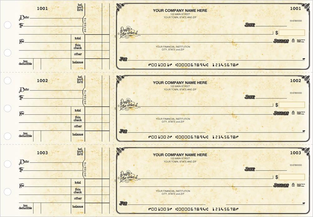General Manual Business Checks, 3 to a Page Blue Multipurpose Checks, 250 Single Checks : Office Products