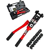 AMZCNC Professional Hydraulic Crimping Tool with 12 Ton Output Pressure and 9 Standard US Dies (Crimps 8 AWG to 4/0 AWG)