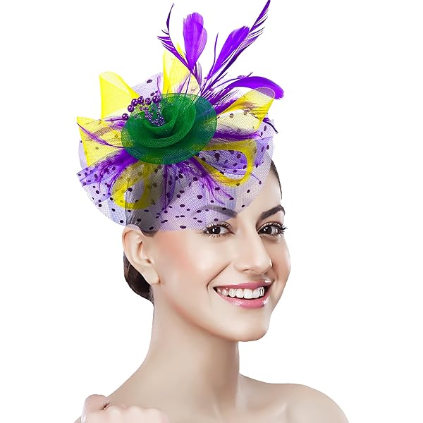Mardi Gras Fascinator Hat for Women,Mardi Gras Headband  display picture 2