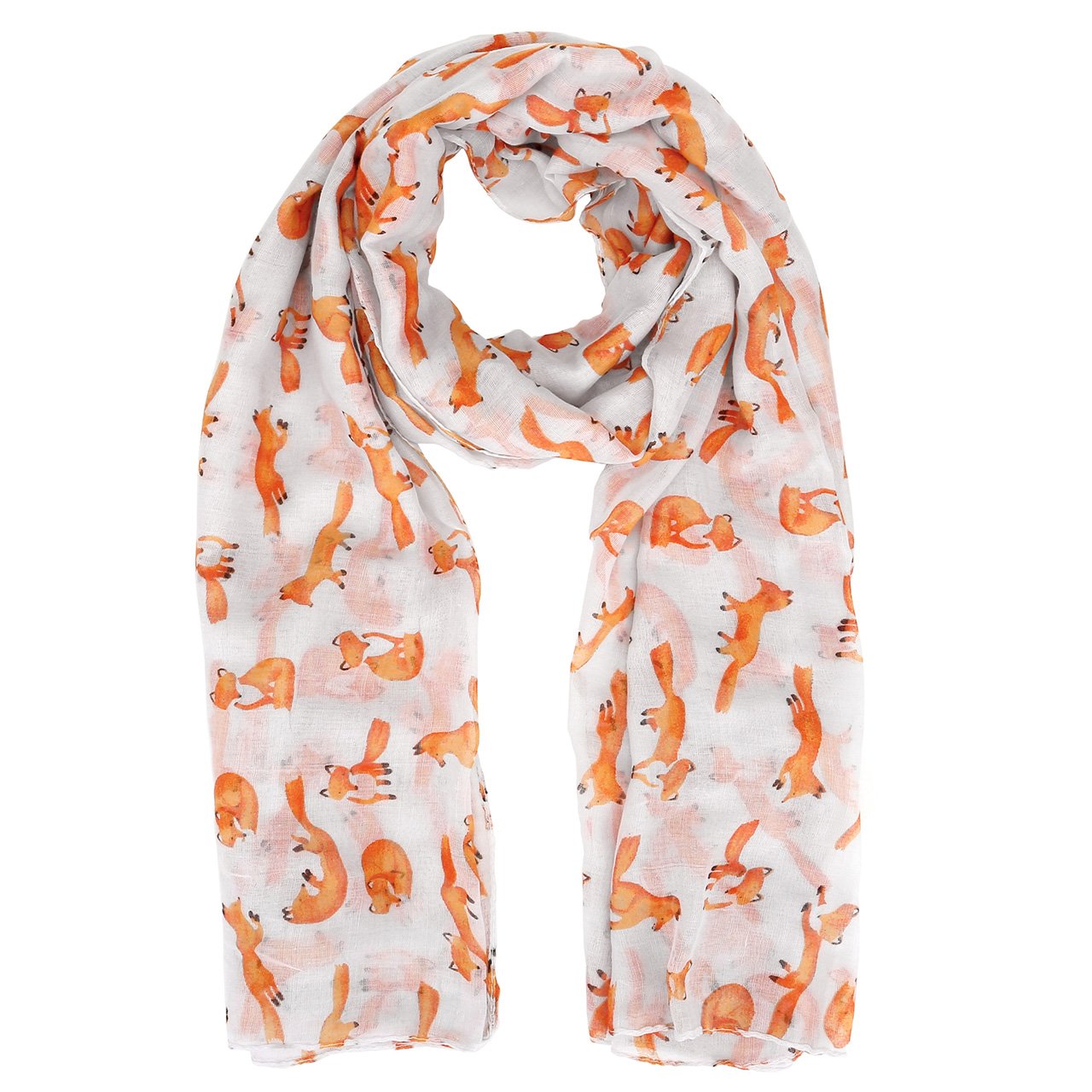 CHIC DIARY Women Ladies Animal Printed Pattern Lightweight Voile Head Pashmina Wrap Scarf (01-White)