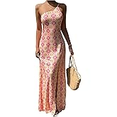 Floerns Women's Graphic One Shoulder Boho Maxi Dress Sleeveless Slit Beach Dresses