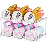 Stackable Water Bottle Organizer for Cabinet,2 Pack Water Bottle Holder for Stanley Yeti 40 oz Bottle Shelf,Clear Tumbler Storage Organizer,Wine Rack,Cup Organizer for Kitchen Cabinets Counter Pantry