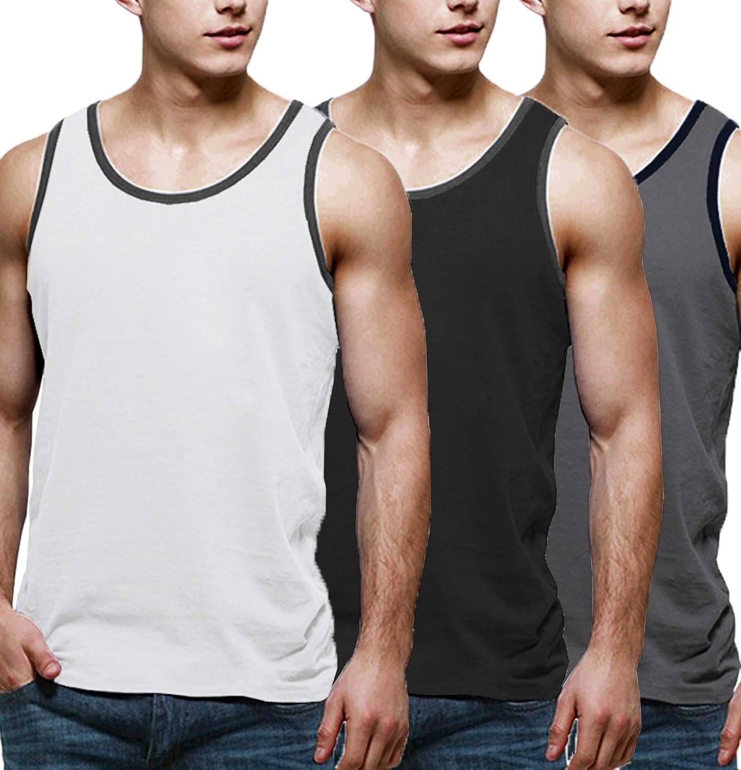 COOFANDY Men's 3 Pack Tank Tops Workout Gym Shirts Muscle Tee Bodybuilding Fitness Sleeveless T Shirts: Clothing
