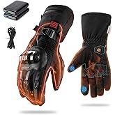 Pzgtdw Electric Heated Gloves for Men & Women - Rechargeable, Touchscreen Waterproof & Windproof - 3 Temperature Levels - Perfect for Motorcycle, Cycling, Skiing & Hiking, Outdoor Winter Sports