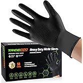 TREEGO 10 Mil Nitrile Gloves Large - Disposable Heavy Duty Rubber Gloves, Raised Diamond Texture Mechanic Gloves, Latex Free Industrial Work Gloves for Garage & Tools, 50 Count