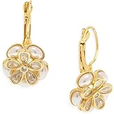 Frigotine Gold Drop Leverback Earrings for Woman, Trendy Statement Rhinestone CZ Crystal Dangle Hoop Earing Wedding Bridal Prom Fashion Jewelry Gift