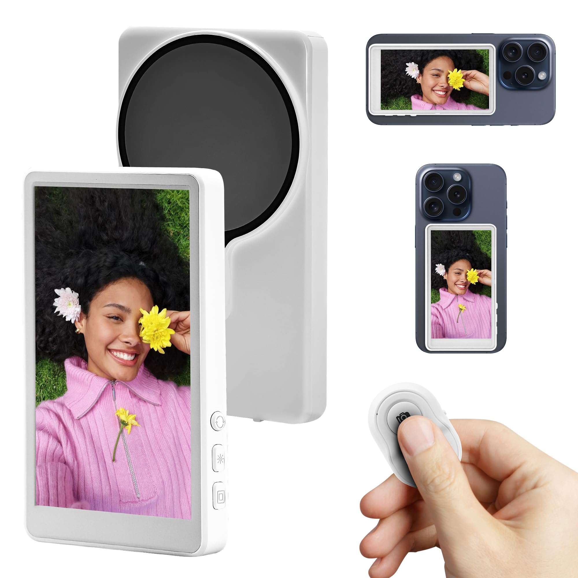 Photo 1 of Phone Vlog Selfie Monitor Screen(Without build in Speaker),Magnetic Wireless Connection with Remote Control Compatible with iPhone & Android, Using Phone Rear Camera for Selfie Vlog Live Stream TikTok