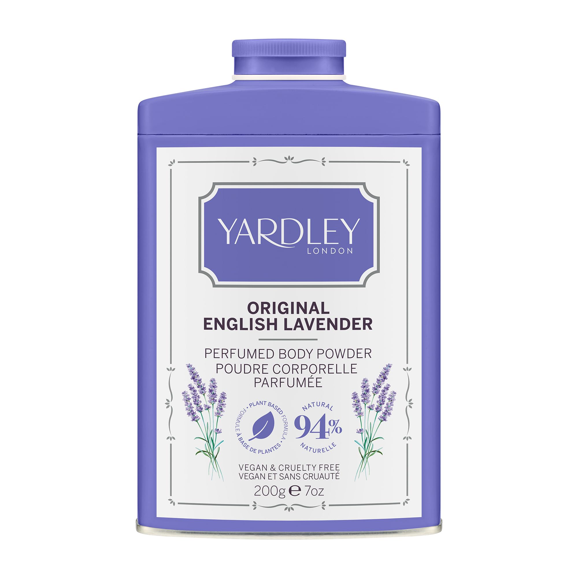 Yardley Original English Lavender Perfumed Body Powder, Original English Lavender Dusting Powder 200g