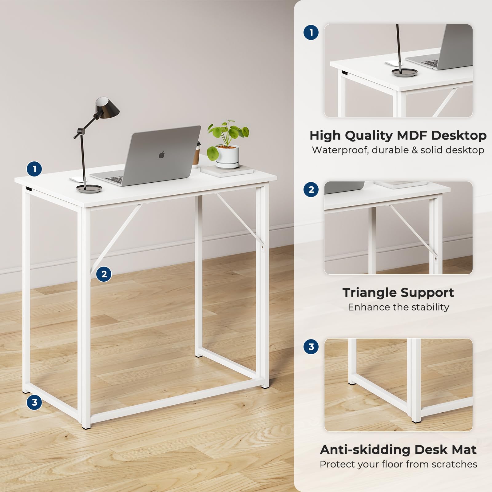 Dripex Klapptisch 80x46 cm Klappschreibtisch Faltbar Tisch 3