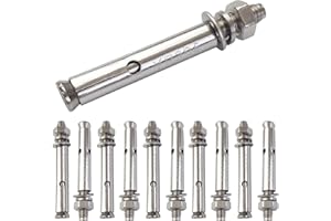 JENSWILL 10 Pack M6x60mm Expansion Bolts Anchor Bolt 304 Stainless Steel External Hex Expansion Screw Bolt Sleeve Anchor Fastener Wall Concrete