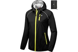 Little Donkey Andy Women's Lightweight Rain Cycling Stretch Jacket with Hood, Windproof and Waterproof, Ultralight Packable