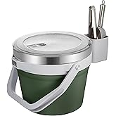 COKTIK 7L Vacuum Insulated Ice Bucket with Lid and Scoop& Tongs，Large capacity Stainless Steel Beverage Bucket for Cocktail, Champagne, Wine, Beer，Large Parties（Army Green Suit）