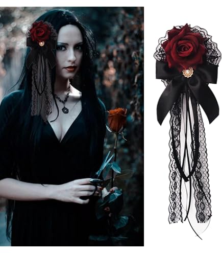 Amazon.com : Generic Rose Bow Hair Clip Lolita Gothic Rose Bowknot