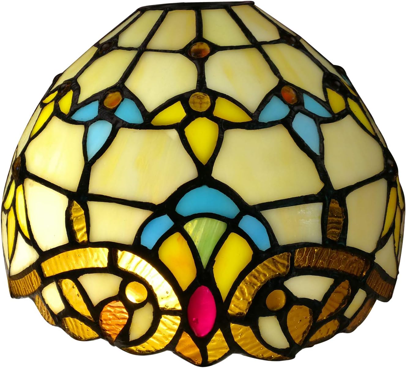 NoBeiYi Tiffany Style E-NTA003-E Baroque Lamp Shade Replacements for Wall Lamp and Chandelier, 8-Inches Diameter, White, Exclude accessories, Pack of 1