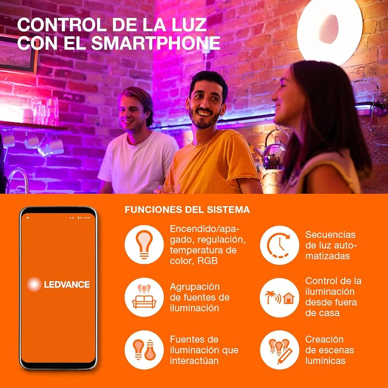 Plafón LED inteligente, panel interior con tecnología WiFi, color de luz cambiante (3000K-6500K), 300 mm x 300 mm, compatible con Google y Alexa Voice Control, SMART+ WIFI PLANON FRAMELESS