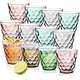 Lawei 12 Pack Plastic Water Tumblers, 10 Oz Unbreakable Premium Drinking Glasses, Stackable Acrylic Reusable Juice Wine Cups