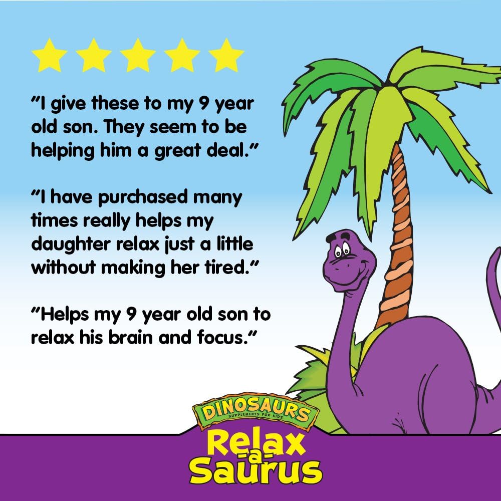 KAL® Relax-a-Saurus | Stress Support for Kids | L-Theanine Relaxation Blend for Children | Grape Flavor Chewables | 30 Servings: Health & Personal Care