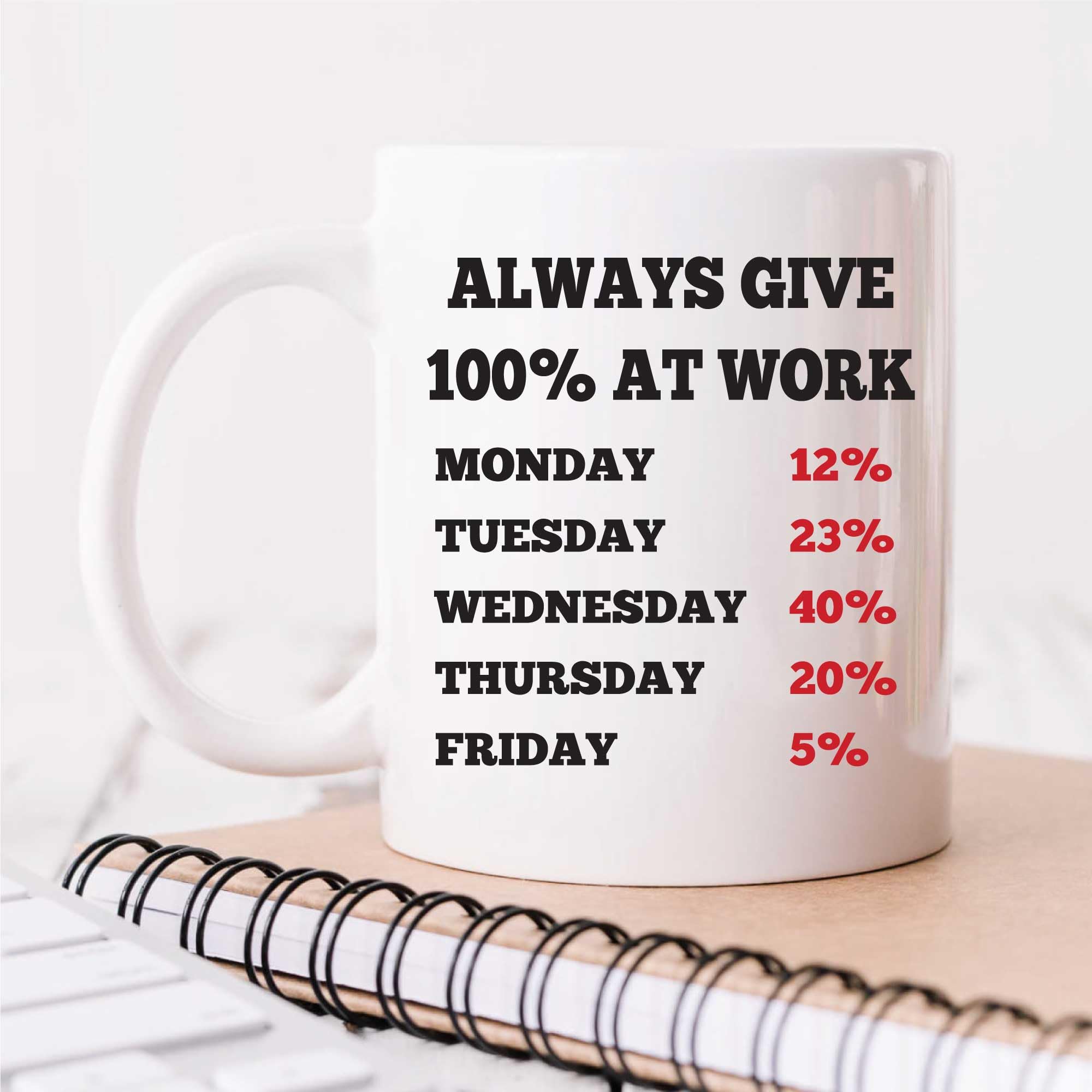 60 Second Makeover Limited Always Give 100% at Work Mug Office Funny Leaving Presents for Colleagues Gifts for Colleagues Cup Ceramic Funny Work Gifts Novelty Office Humour Co Worker Present