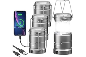 WDTPRO 4 Pack Camping Lanterns Rechargeable Collapsible, 65 LED 3 Lighting Modes, 1000LM Dimmable Camping Lights Waterproof, Portable Lantern for Camping Essentials Power Outages Tent Emergency Home Hiking