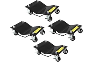Car Dolly Set of 4-8000 LBS Capacity Heavy Duty Wheel Dollies for Moving Vehicles - 3" Steel Wheels with Tire Protection - Fi