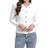 Urban CoCo Women's Casual Long Sleeve Button Up Cropped Cardigan Sweater Soft Stretchy Knit Jacket