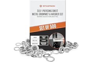 Stimpson Self-Piercing Grommet and Washer Stainless Steel 304 Reliable, Durable, Heavy-Duty #2 Set (500 Pieces of Each)
