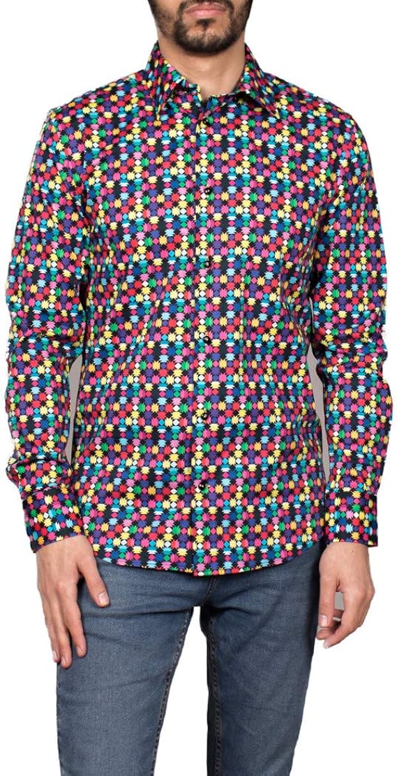 Amazon コトンドゥ Cotondoux メンズシャツ 柄シャツ 長袖 お洒落 フランス 柄 ブランド M91ad1606 シャツ 通販