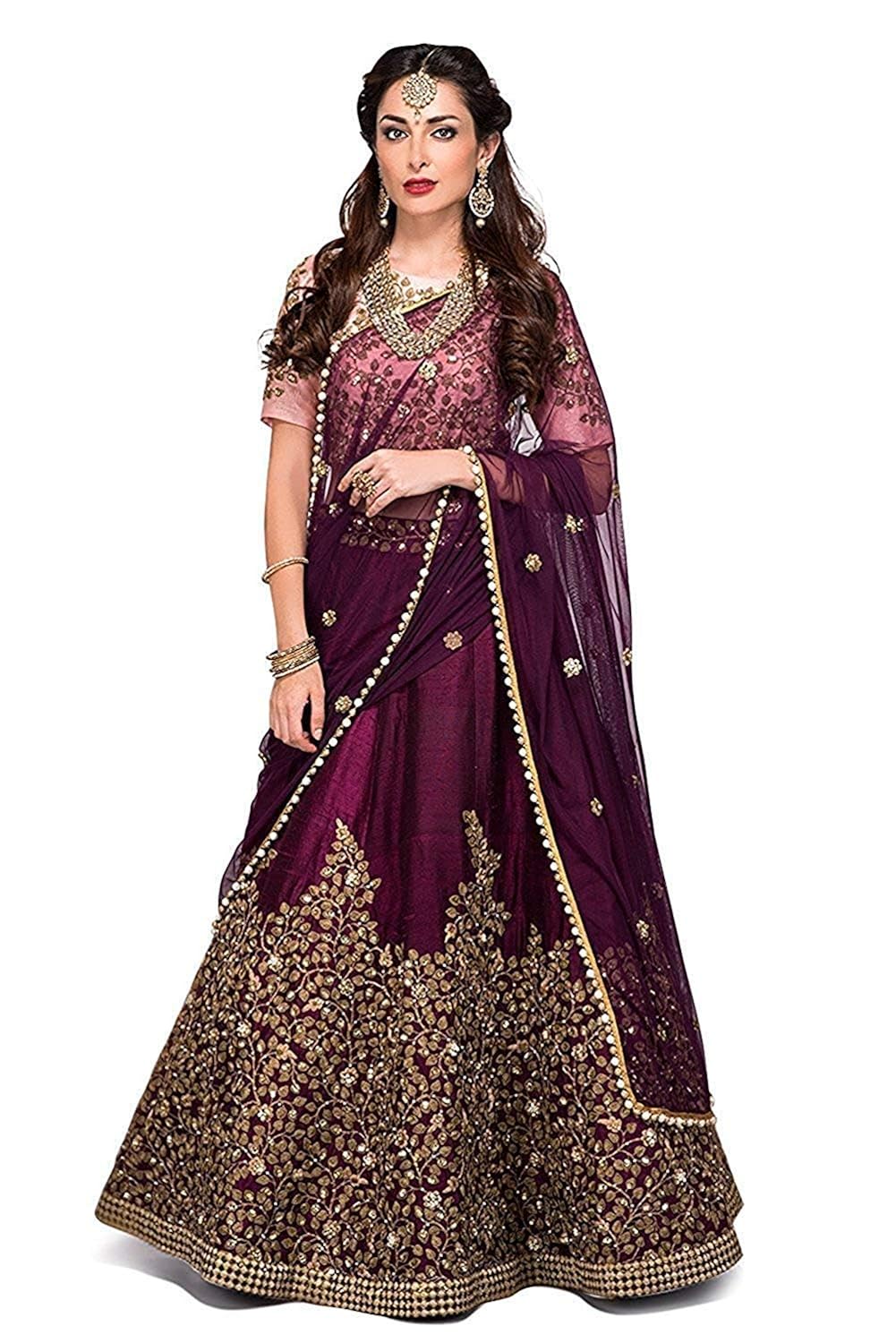 sojitra enterprise women's heavy embroidered semi stitched lehenga choli with dupatta set (free size)