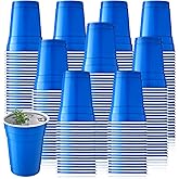 Zopeal 200 Count 18 Ounce Plastic Disposable Cups Beverage Drinking Heavy Duty Large Party Cold Drink Plastic Cups for Birthday Graduation Halloween Drinks Soda Punch Barbecues Picnics(Blue)