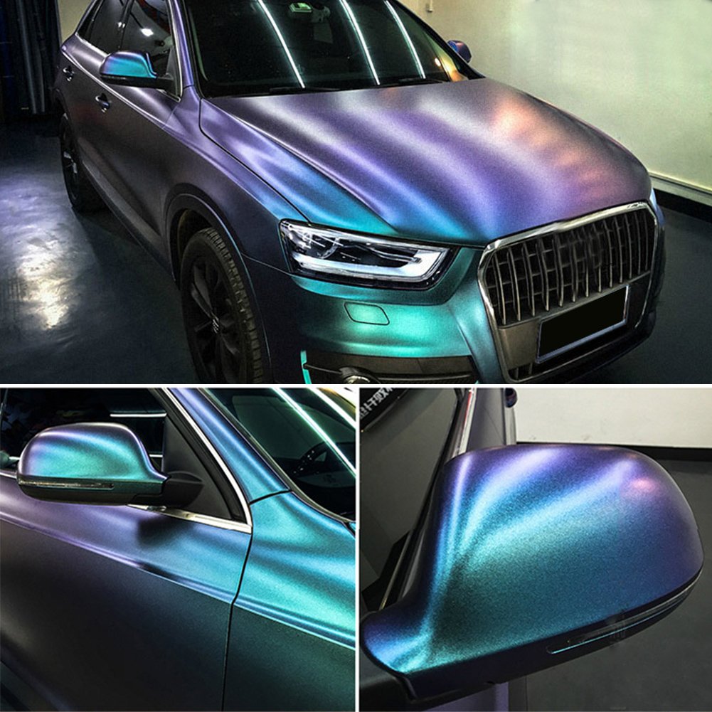 Atmomo Purple To Lake Blue Turquoise Color Change Glossy Color Diy Car Body Films Vinyl Car Wrap Sticker Decal Air Release Film Vari Colour Film 1 52mx60cm Amazon In Car Motorbike