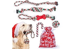 Ladadee Christmas Dog Rope Toys-6 Pack, Christmas Chew Toys for Large Dogs, Interactive Indestructible Grinding Teething Aggressive Chewers Toys, Dog Durable Rope Toys