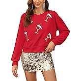 For G and PL Women's Christmas Long Sleeve Sequin Pullover Party Ugly Sweatshirt