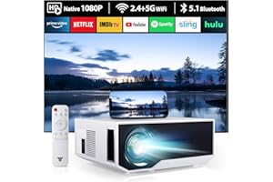 ZDK Projector with WiFi and Bluetooth, Native Full HD 1080P Outdoor Movie Projector,Smart Projector Compatible with Android/iOS/Windows/TV Stick/HDMI/USB