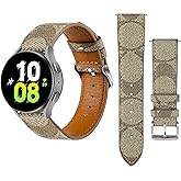 Leather Bands Compatible with Samsung Galaxy Watch 5/4/6 40mm 44mm/5 Pro 45mm/4 Classic 42mm 46mm, 20mm Luxury Retro Leather Straps for Galaxy Active 2 40mm 44mm/Watch 3 41mm Women Men