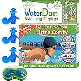 WaterDam A-Series Swimming Ear Plugs Ultra Comfy Great Waterproof Earplugs (Size 3A, Size 3A+3A+3A: Medium Ear Men & Large Ea