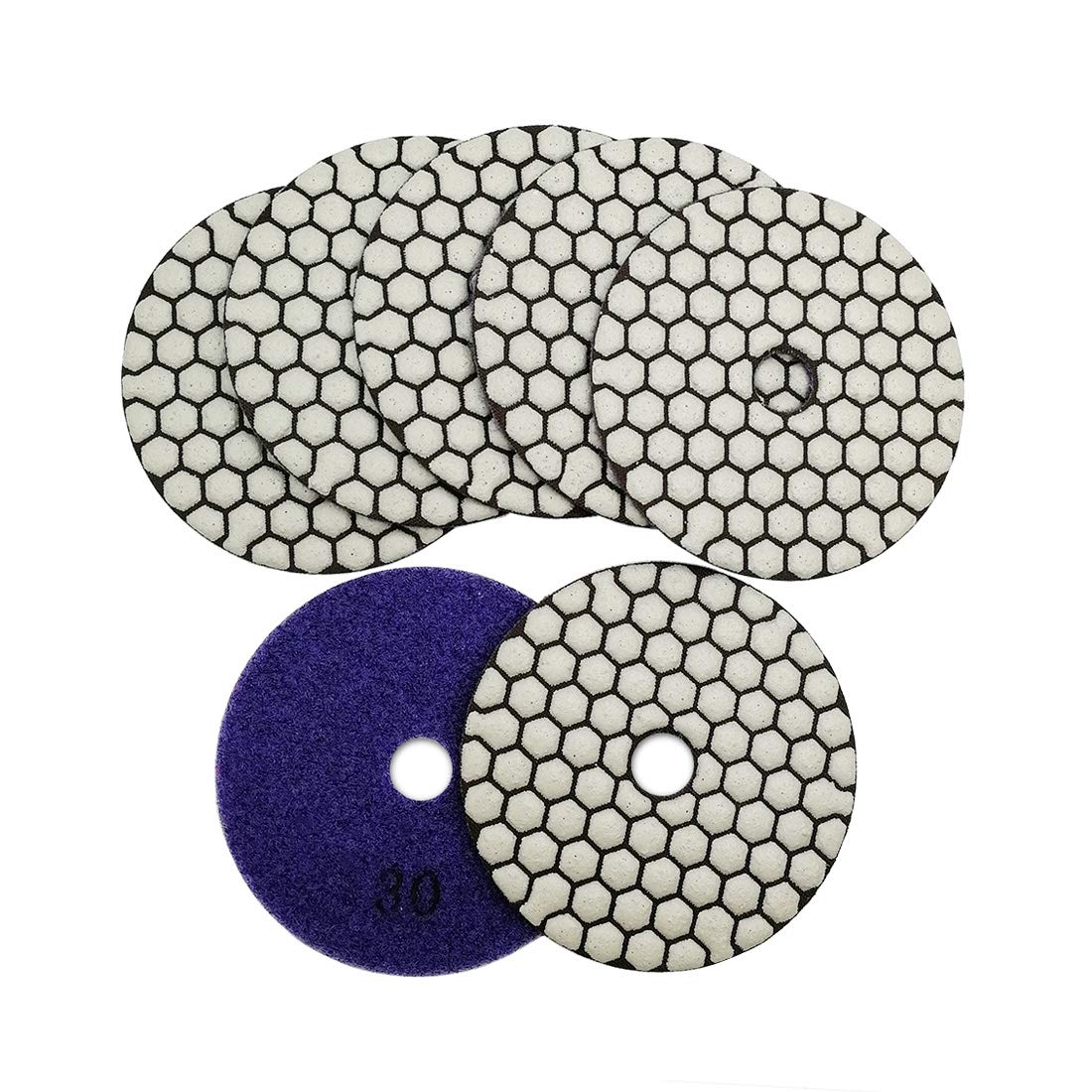 SHDIATOOL Dry Diamond Polishing Pads 7PCS Grit 30 for Granite Marble Stone Ceramic 4 Inch 100mm