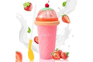 KGKTU Slushy Cup Slushie Cup, TikTok Quick Frozen Magic Cup, Smoothie Cups with Lids and Straws, Double Layer Squeeze Slushy Maker Cup, Portable Squeeze Ice Cup Gifts for Family, Friends Kids (pink)