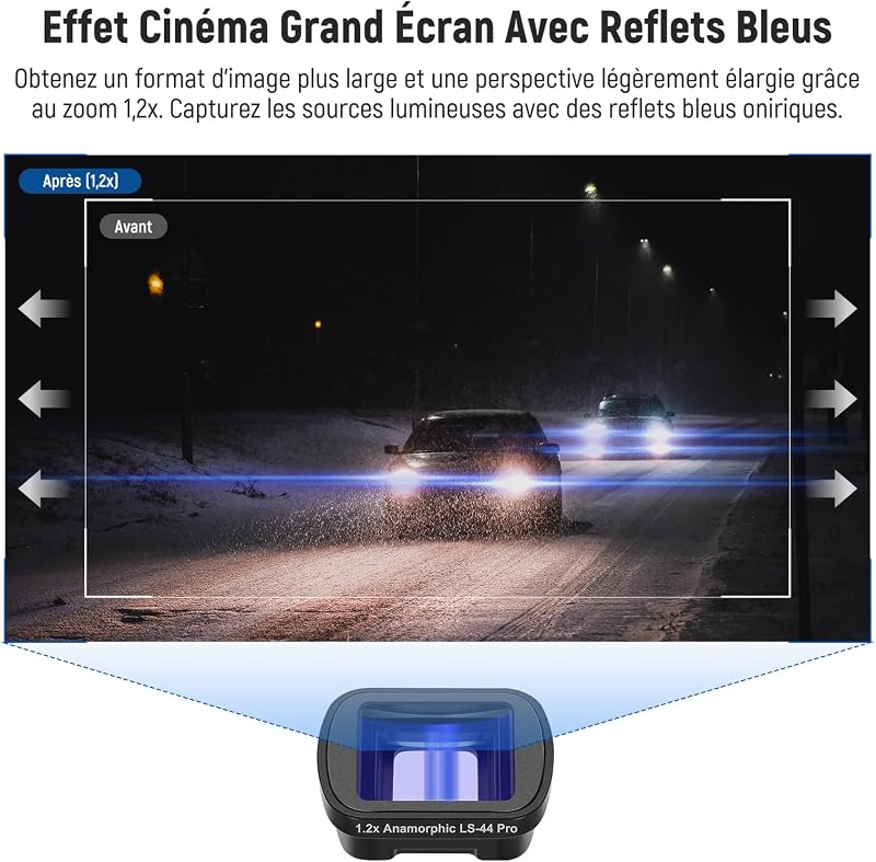 Filtre Diffusion Noir 1/4 Variable ND2-32 CPL pour Effet Cinématographique Brume,0.75x Objectif Grand Angle,2X Macro,1.2X Anamorphique Bleu Compatible avec DJI Osmo Pocket 3 4 Xtra Muse,FL-B28