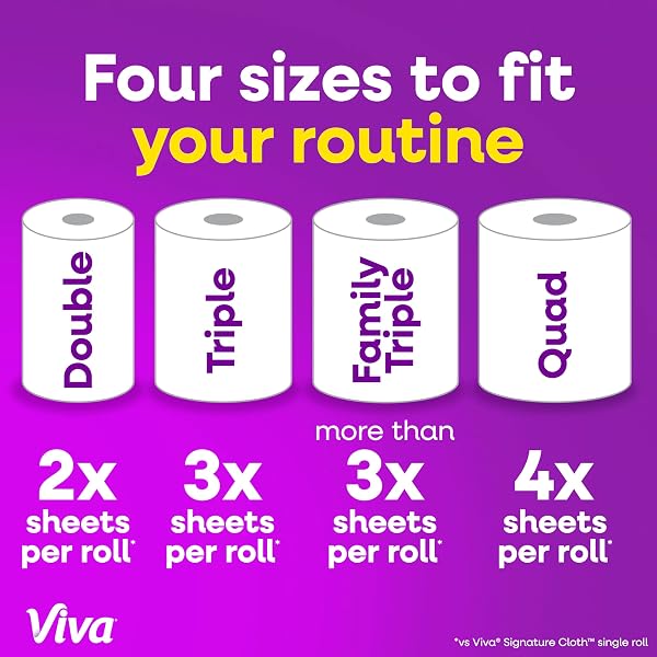 VIVA SIGNATURE CLOTH PAPER TOWELS, TASK SIZE, 2 FAMILY TRIPLE ROLLS, 141 SHEETS PER ROLL (PACKAGING MAY VARY)
