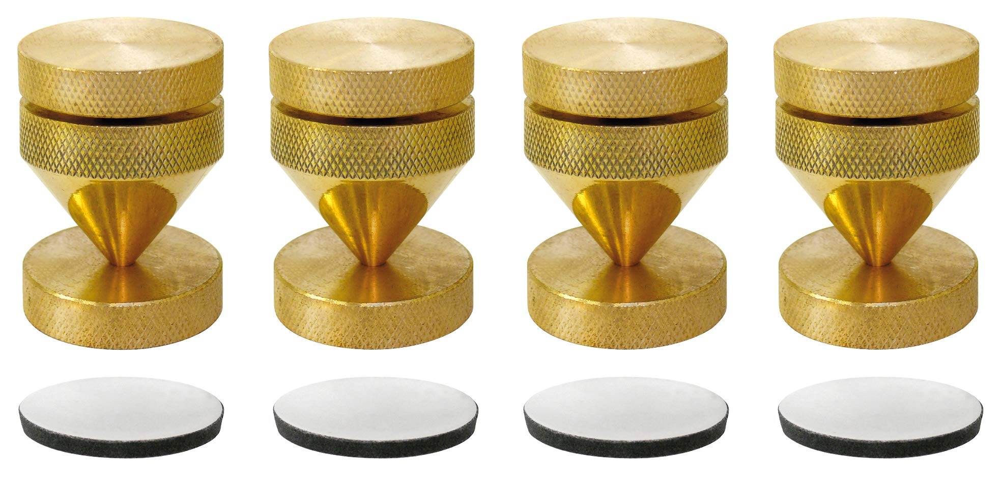Dynavox Sub Watt Absorber Set of 4 Height Adjustable Decoupler for HiFi Devices and Speakers with Washers Brass