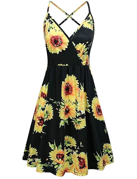 Womens Sleeveless Dress Sale Adjustable Strappy Elegant Print Summer Pleated Swing Dress