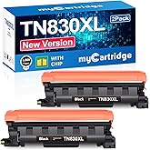 myCartridge TN830XL TN830 TN830 XL 2 Pack Black Toner Replacement for Brother tn830/xl/v TN-830 TN-830XL Toner Use for HL-L2460DW MFC-L2820DW HL-L2405W HL-L2480DW Printer