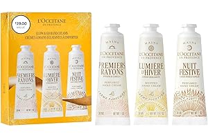 L’Occitane Glow & Go Hand Cream Trio, Holiday Beauty Gift Set, Peony, Lemon & Vanilla, Hydrates & Softens Dry Skin, Travel-Sized Moisturizing Minis