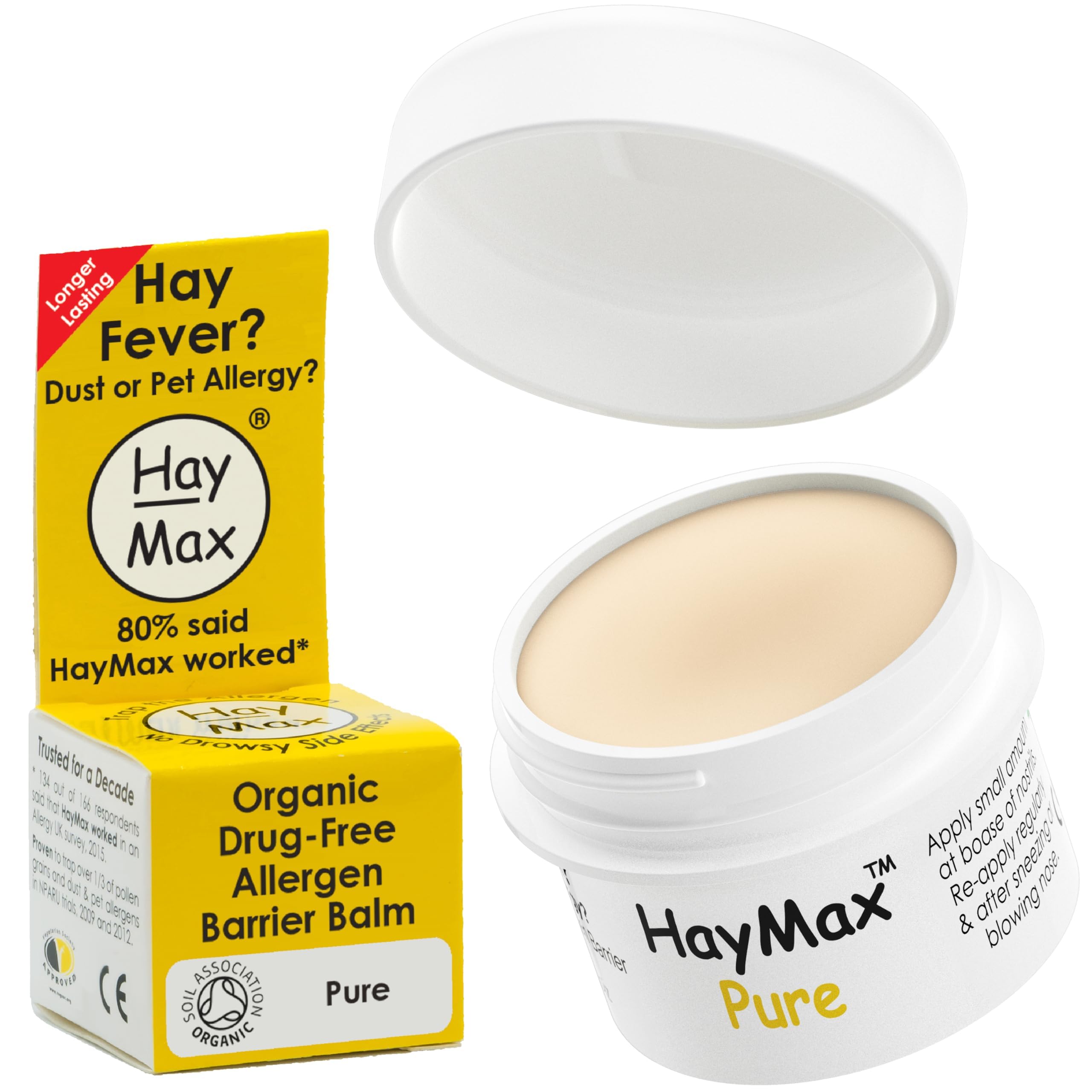 HayMax Allergen Barrier Balm - Pure 5ml - Organic, Natural & Non-Drowsy Hay Fever & Allergy Relief Balm - Blocks Pollen, Dust & Other Allergen Particles - Suitable for Adults, Kids & Pregnant Women