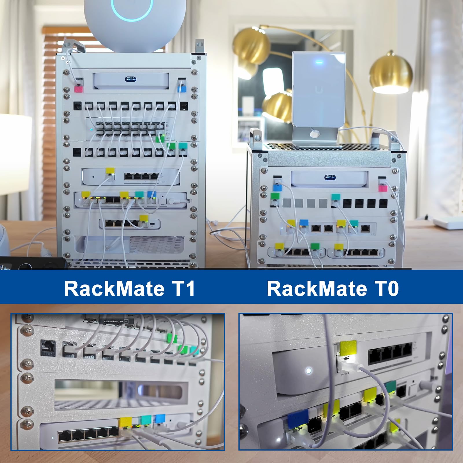 GeeekPi DeskPi RackMate T1, 8U 10 Zoll Serverschrank, 200 mm Tiefes Mini-Rack mit Regalboden & Blindplatte, für NAS, AV- & Netzwerktechnik (Silber) 6