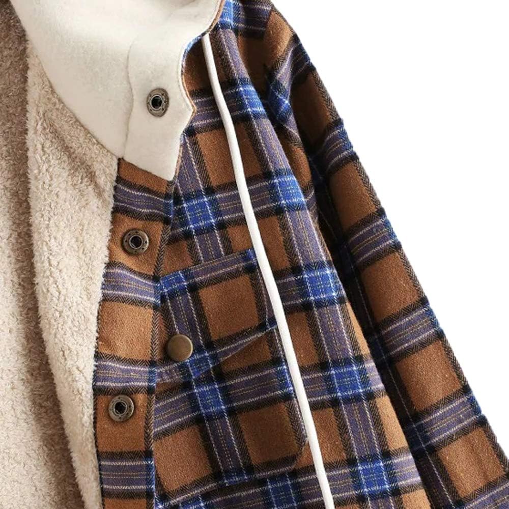 ZAFUL Men's Plaid Flannel Lined Hooded Jacket Long Sleeve Unisex Fuzzy Shirt Coat Tops at  Men’s Clothing store