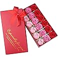 Rotumaty 18 PCS Floral Scented Bath Soap Rose Flower Petals, Plant Essential Oil Rose Soap Set, Best Gifts for Her Women Girls Mom Lover Birthday Valentine Christmas (Red)