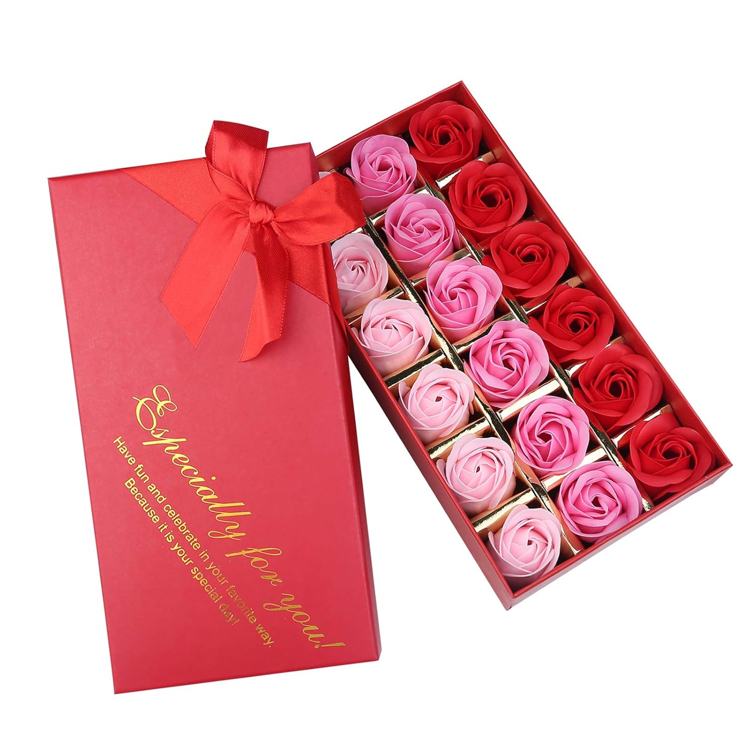 Rotumaty 18 PCS Floral Scented Bath Soap Rose Flower Petals, Plant Essential Oil Rose Soap Set, Best Gifts for Her Women Girls Mom Lover Birthday Valentine Christmas (Red) : Beauty