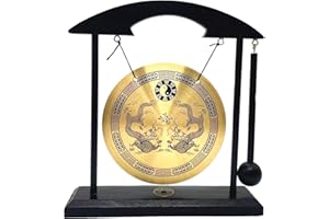 xiulin Chinese Desktop gong Fengshui Mini Table top gong Attached Mallet Chan Sect Musical Instruments Family Decorations Att